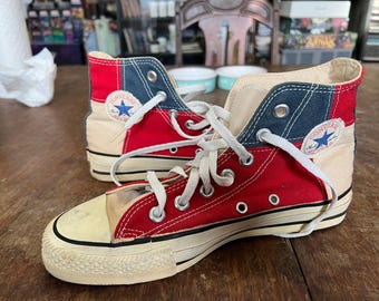Vintage Tri-Color Converse High Tops: 1990s Made in USA, Men's 5/Women's 7
