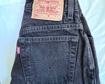 Levi's 550 Relaxed Fit Tapered Leg Black Jeans (Size 8 Short) 100% Cotton 1999