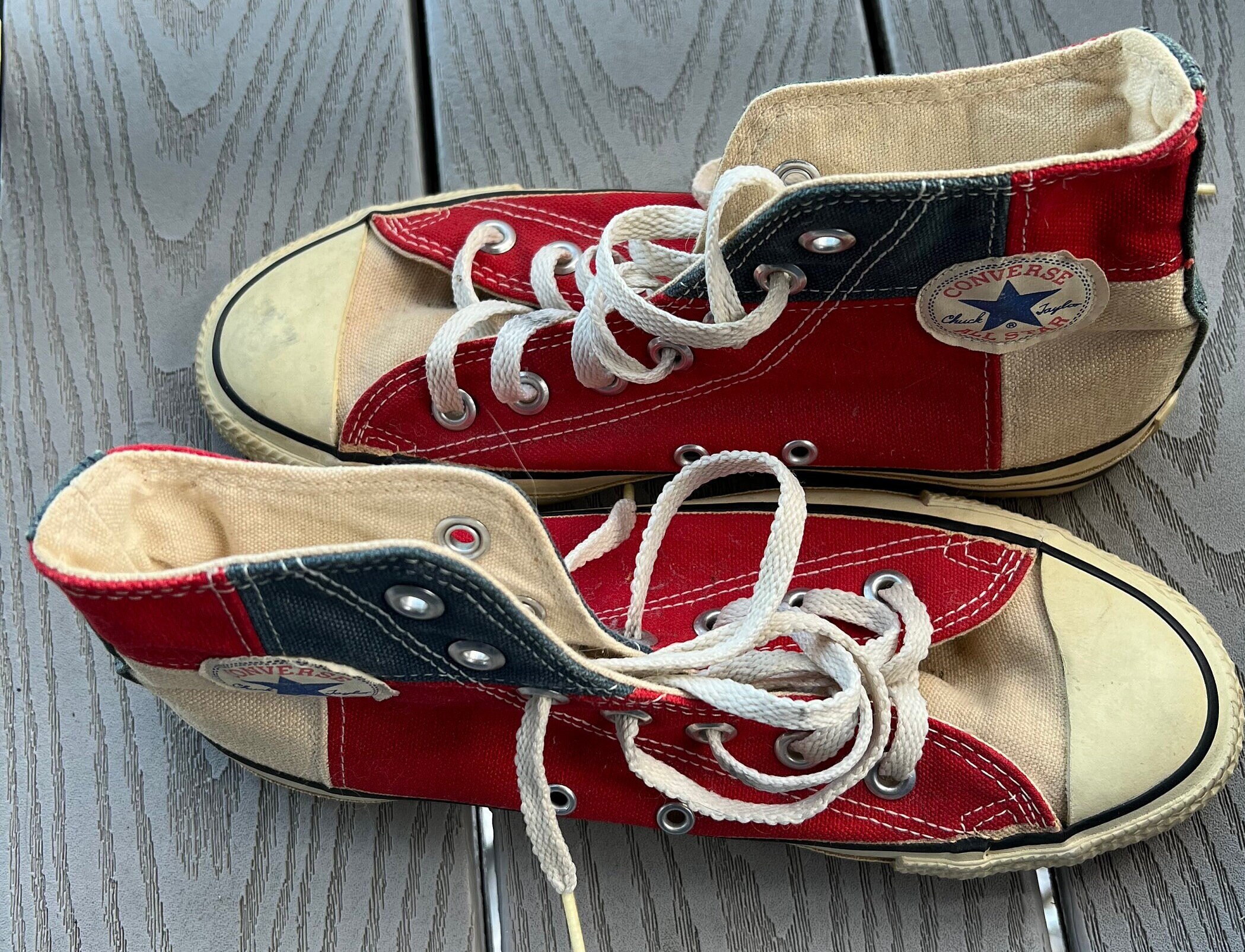 Vintage Tri-color Converse High Tops: 1990s Made in USA, Men's 5