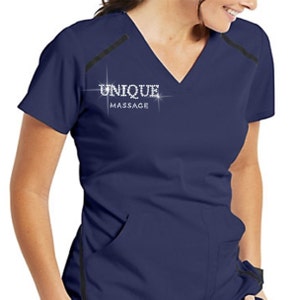 Crystal Scrubs Top Workwear with custom logo or initials, Custom Scrub, Hospital Scrub V Neck, Personalized Embroidered Scrub V Neck