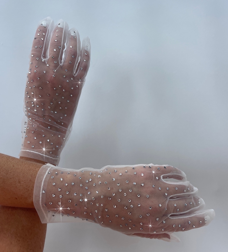Rhinestone Gloves Lace Opera Gloves and White Gloves Medium Etsy