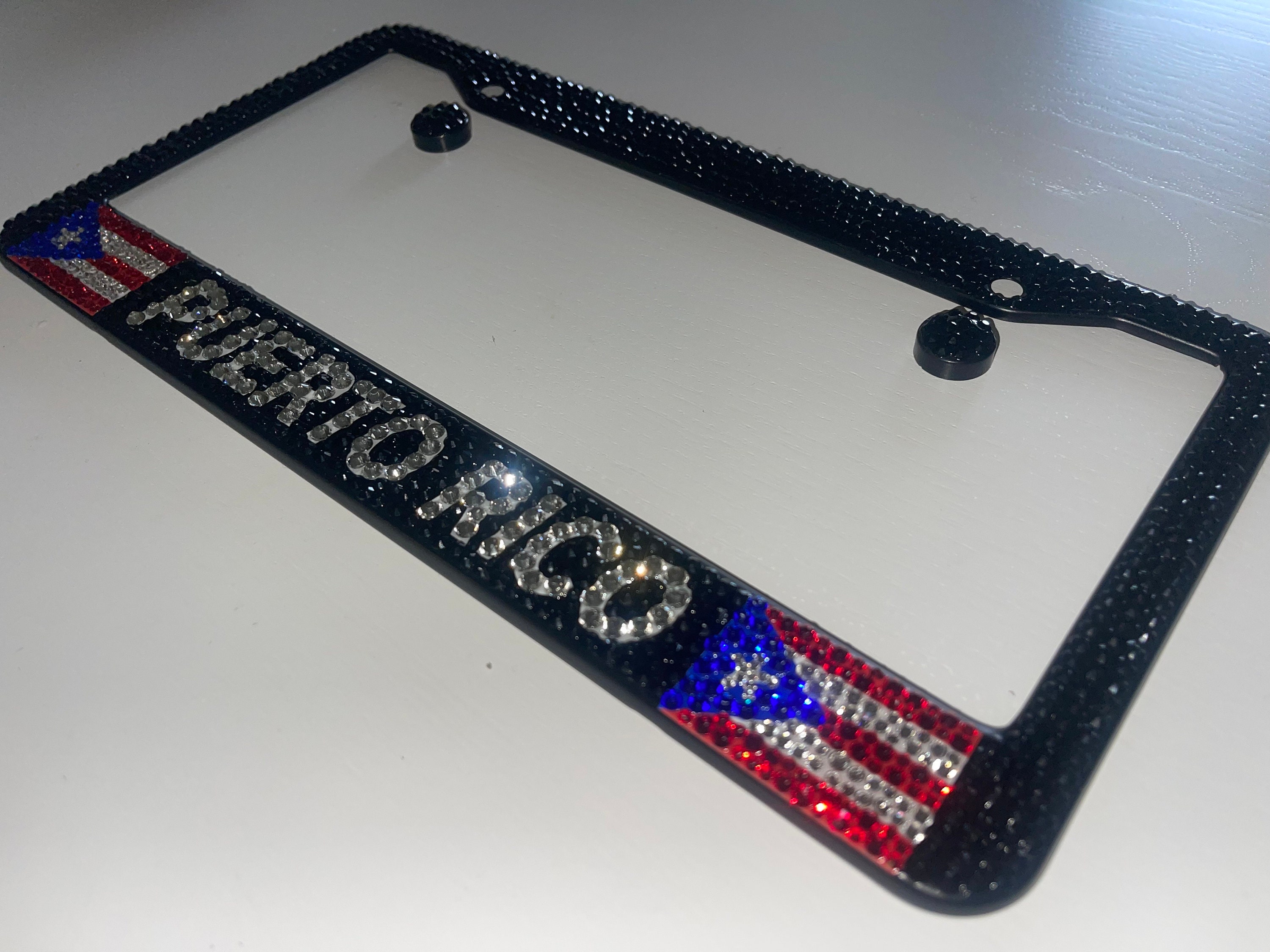 Puerto Rico Flag Crystal License Plate Frame, Bedazzled Plate Frame Etsy