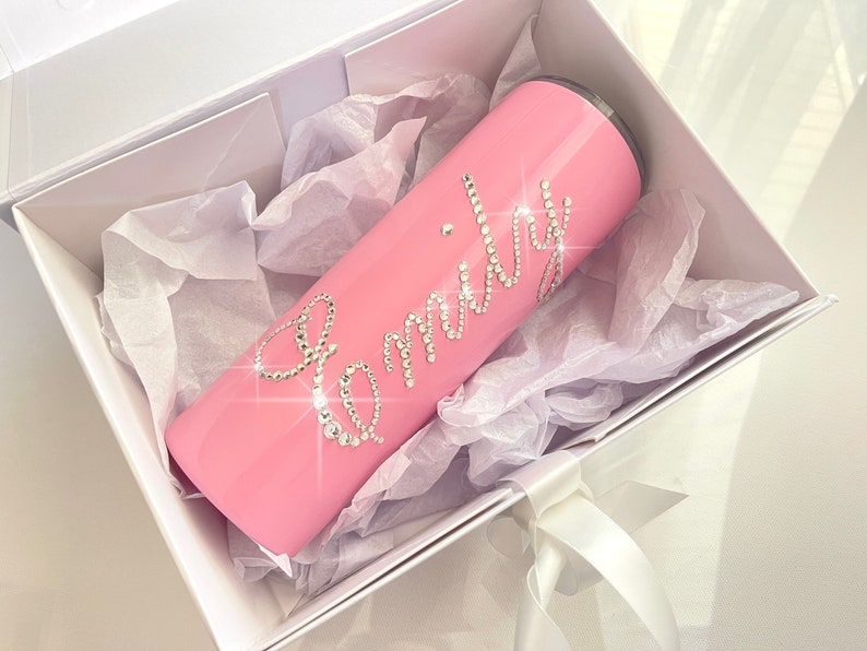 Skinny Tumbler With Crystals, Personalized Crystal Tumbler Etsy