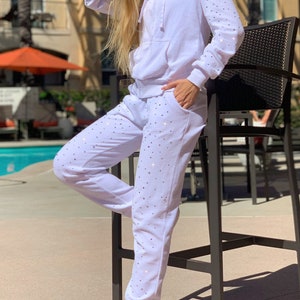 Velour Tracksuit Velvet Tracksuit Aesthetic Hoodie Custom Tracksuit White Tracksuit Zip Front Jacket Sparkle Hoodie Etsy Ireland