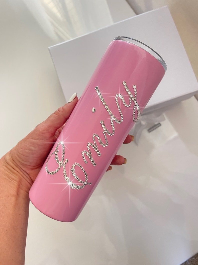 Skinny Tumbler With Crystals, Personalized Crystal Tumbler Etsy