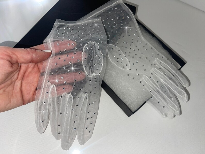 Rhinestone Gloves Lace Opera Gloves and White Gloves Medium Etsy