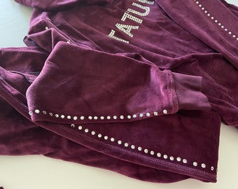 Custom Velour Tracksuit, Velvet tracksuit, aesthetic hoodie, custom tracksuit, zip front jacket, sparkle hoodie