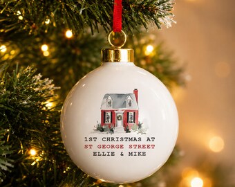 Personalised Water Colour House Ceramic Bauble