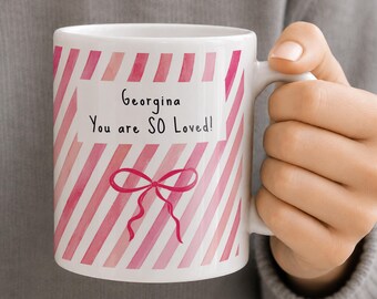 Personalised Striped Bow Ceramic Mug