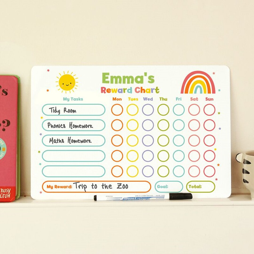 Personalised Children's Rewards Chart Includes Dry Wipe Marker Pen - Etsy