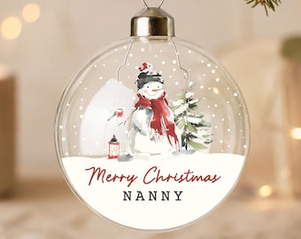 Personalised Traditional Snowman Glass Bauble
