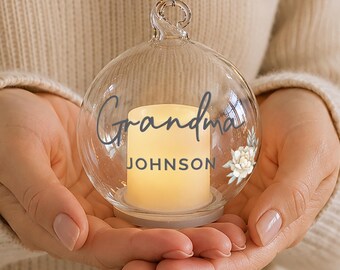 Personalised Floral Memorial LED Candle Bauble
