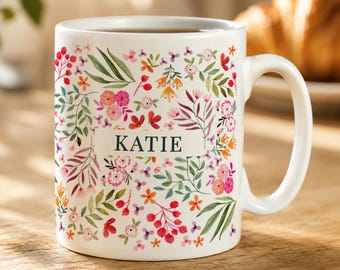 Personalised Floral Pattern Ceramic Mug