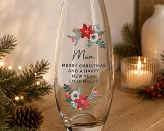 Personalised Poinsettia Bullet Vase, Gift Box Included