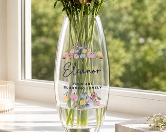 Personalised Bright Floral Bullet Vase, Gift Box Included