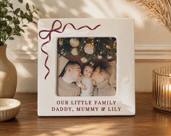 Personalised Red Bow Ceramic 4x4 Frame