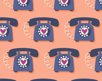 East Coast - Speed Dial -  Dusty Rose by Cotton + Steel Patchworkstoffe Stoffe Telefon Phone