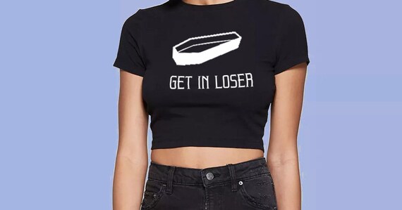 Get In Loser Coffin Crop Top Goth Emo Crop Top Shirt Top Etsy Denmark