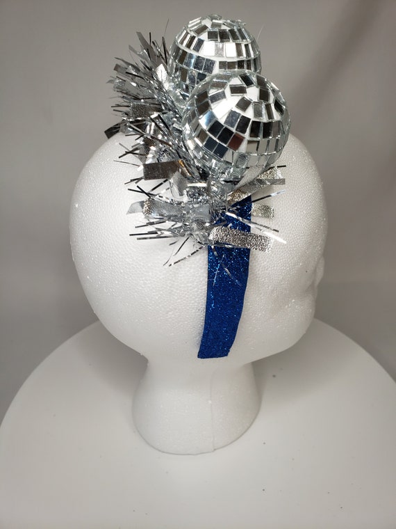 Disco Ball Headband With Silver Garland and Blue Glitter  display picture 1
