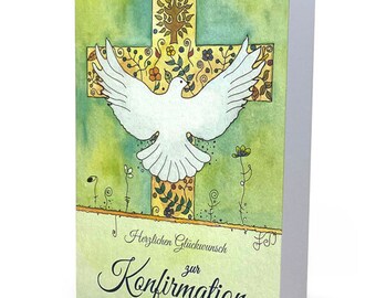 handgemalte Konfirmations -u. Kommunionskarte