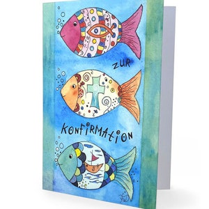 handgemalte Konfirmations -u. Kommunionskarte