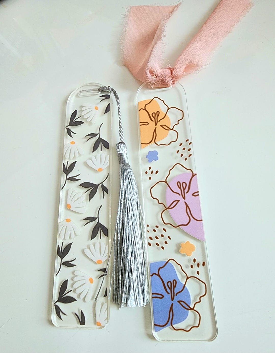 Floral Acrylic Bookmarks With Tassels /field Daisies Bookmark/ Reader ...