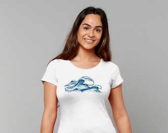 Wave T-shirt | Surfer Tee | Women's wave T-shirt | Surfer gifts | Ocean T-shirt | beach themed gifts | Surf Gifts | Lost at sea | Sea Tee |