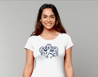 Nautical T-shirt | Lost At Sea | Octopus T-shirt | Ocean Themed Gifts | Beach Themed T-shirt| Octopus Diver Tee | Deep Blue Sea Tee | Diver