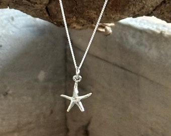 Sterling Silver tiny starfish necklace | starfish charm | Silver sea life jewellery | Starfish pendant | Gifts for her | Beach themed gift |