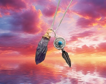Dreamcatcher necklace sterling silver with crystal | Dreamcatcher pendant | Protection gifts | Protection necklace | Positive jewellery |