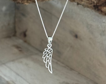 Colar geométrico de asa de anjo em prata esterlina | Pingente de anjo | Joias de asas de anjo | Colar Universo | Colar de bênção | Espiritual |