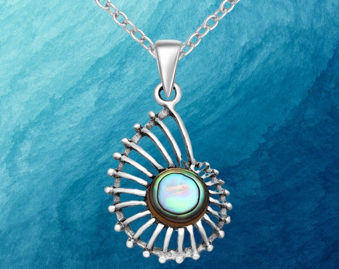 Collier de coquillages | Pendentif coquille en argent sterling | Collier de coquillages spécial | Pendentif Nautilus avec coquille | Cadeau de la fête des mères | Pendentif coquillage |