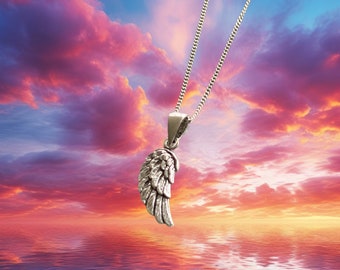 Naszyjnik ze skrzydłami anioła ze srebra próby 925 | Wisiorek z aniołem | Naszyjnik ochronny | Naszyjnik z aniołem stróżem | Prezenty z aniołem | Pamiątka z aniołem |