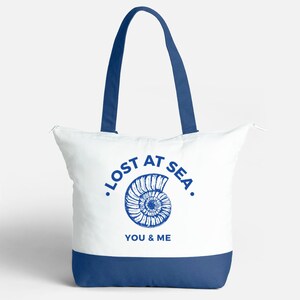 Lost At Sea Large Beach Bag | Shell Beach Bag | Canvas Beach Bag with Zip | Secure Swimming Bag | Zipped Beach Bag | Beach Stye |