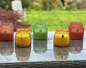 Stor citronellaburk med berlock | Citronellaljus utomhus | 40 timmars brinntid | Hängande citronellaburk | Citronellaburk för stranden |