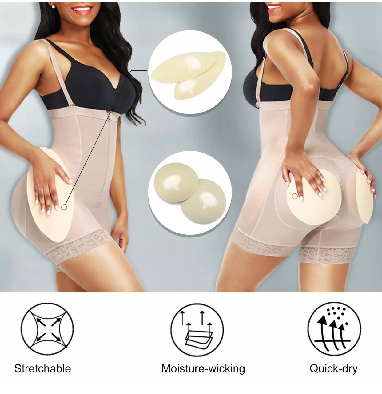 2023 faja Booty Lift Shapewear Shorts Underwear Butt Lifter High Waisted Tummy  Tuck Control Panty Hook Eye Closure - Tan