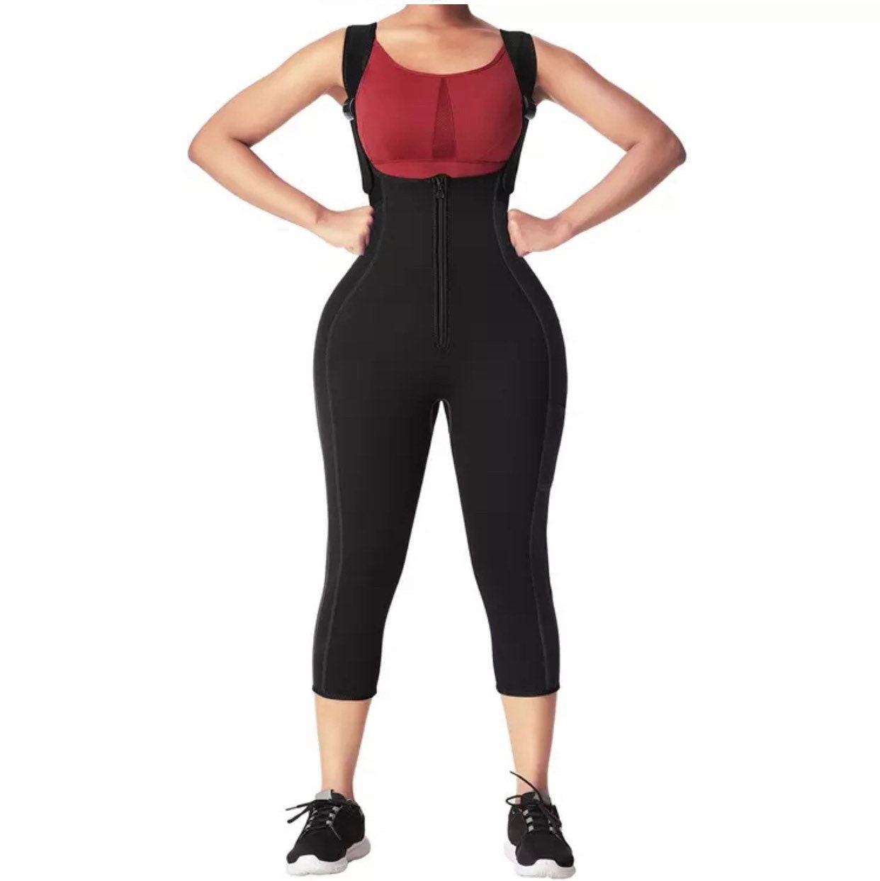 Delfin Heat Maximizing Exercise CAPRIS With Cell Phone Pocket SWEAT OFF  Inches run Cardio Fitness Sauna Suit Neoprene Anti Cellulite 