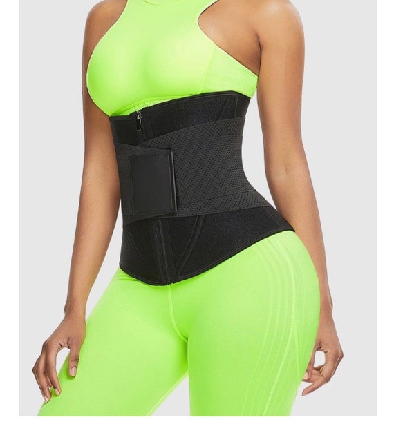 Neoprene Waist Trainer With Zipper & Velcro Belt Double Compression