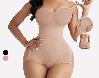 Invisible Shaper Bra Sexy Bodysuit Corset Backless Deep V-Neck U Plunge  Thong Waist Trainer Clear Strap Padded Push Up Shapewear