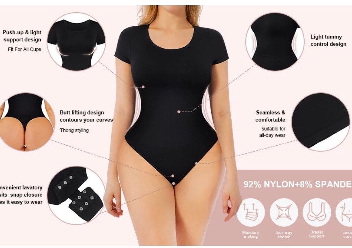 Shapewear Seamless Short Sleeve Bodysuit Slimming Tummy Control Butt  Lifting Shaper Waist Slimmer -  Ireland