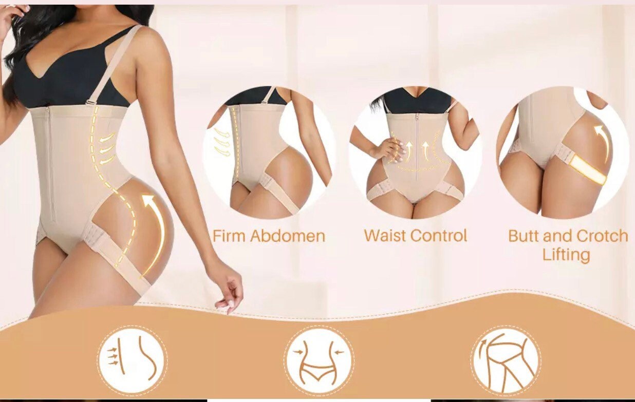 Women High Waist Butt Lifter Body Shaper Tummy Control Thong Bodysuit  G-String