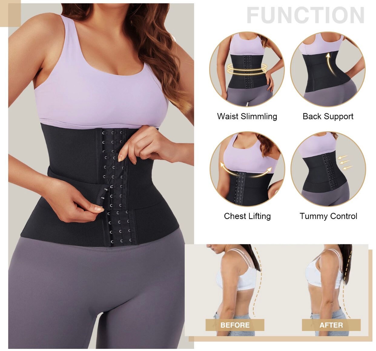 Waist Trainer for Women Lower Belly Fat and Butt Lift,Latex Underwear  Shapers for Postpartum Repair Body Shaper 