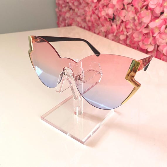 Trendy Ombre Sunglasses: Pink & Blue Rimless Fashion  display picture 3