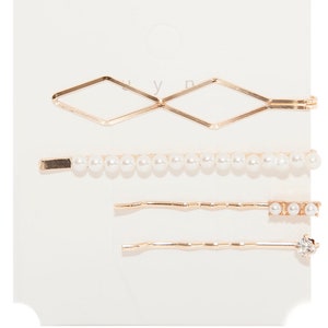 Pearl Hair Barrettes sets of 4| 3 Different Styles| Gold Hair Clips, Gold Bobby Pins, Pearl Hair Pins, Bridal accessory