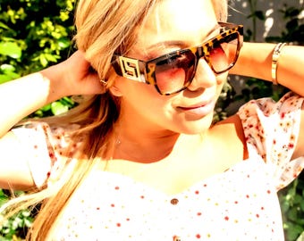 Leopard Polarized Square Sunglasses: Gold Detail, UV400 Protection