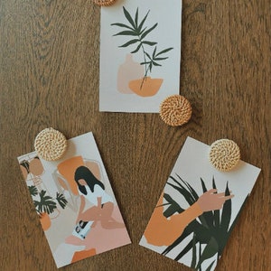 Rattan Magnets | Boho Fridge Magnets | Handmade Magnets | Boho Kitchen Decor | Rustic Home Decor | Minimalist Magnets | Fridge Organization