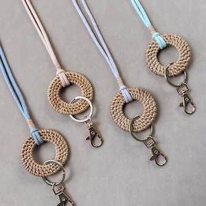 Rattan Schlüsselband | Schlüsselband | Ausweishalter | Lehrer Schlüsselband | Lehrer Geschenke | Lehrer Wertschätzung Geschenk | Schlüsselband | Schlüsselanhänger