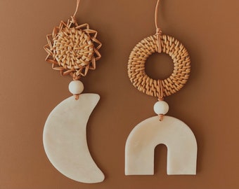 Car Charm | Rattan Moon Oil Diffuser | Rattan Arch Oil Diffuser | Hanging Car Decor | Car Diffuser Charm | Rearview Mirror Charm | Gift Idea