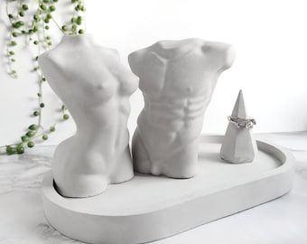 Concrete Body Figures | Minimal | Male | Female | Pregnant | Naked Torso | Nude | Home Decor | Handmade