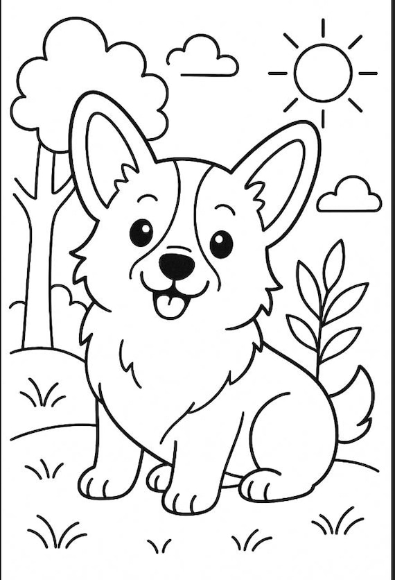 印刷可能なコーギーの塗り絵 - Etsy 日本